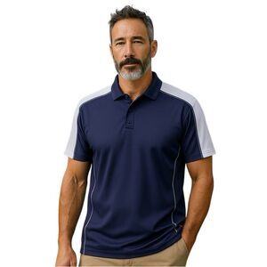 Tiger Brand Mens Navy Golf Polo Shirt Size Large Short Sleeve Lightweight